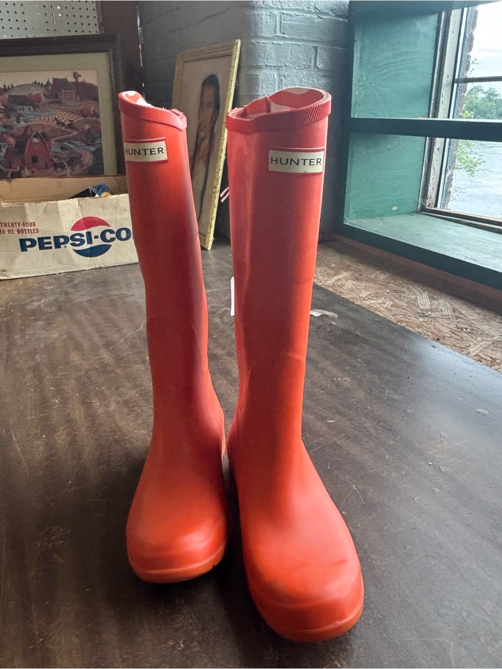 Hunter orange rain boot size 7
